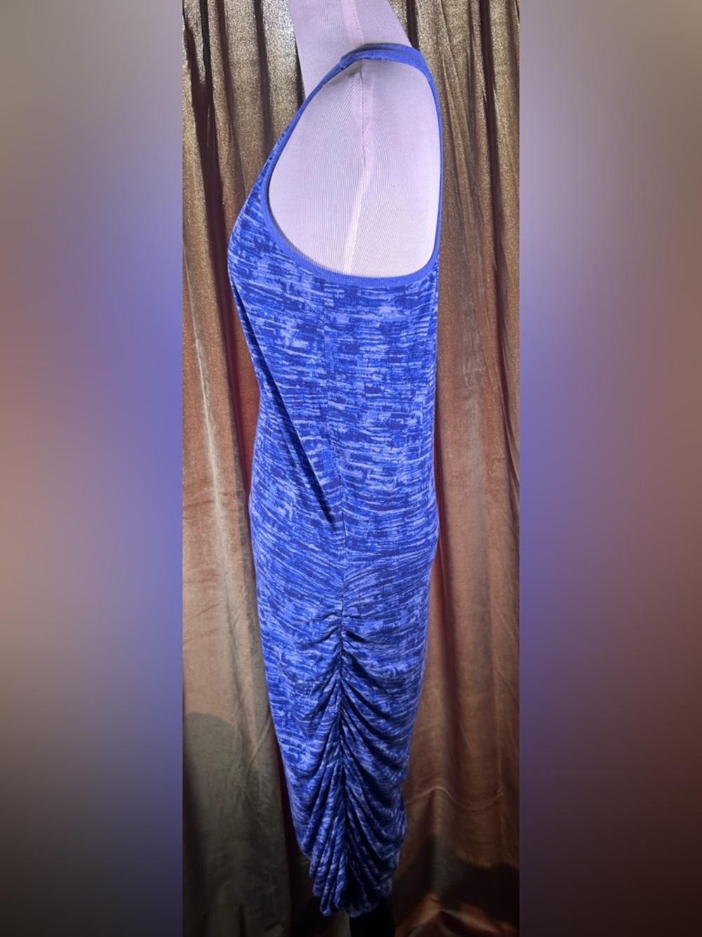 Athleta Blue Space-Dye Racerback Ruched Side Sheath Dress - Picture 4 of 5